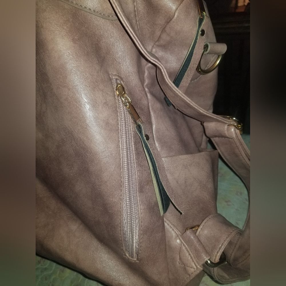 Leather Backpack Pale Pink Color - Picture 5 of 9